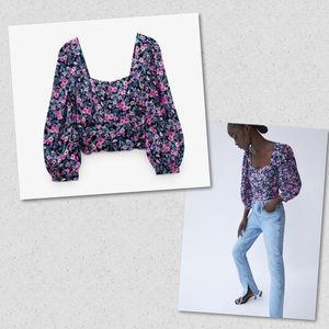 Zara Print Crop Top Multicolored